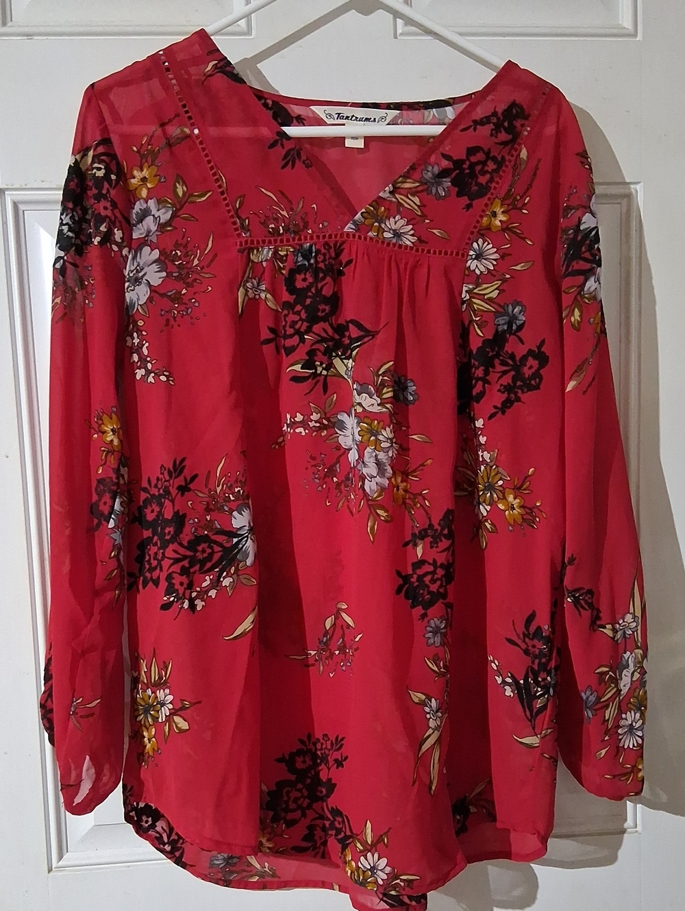 Tantrums Red Floral V-Neck Tunic Blouse